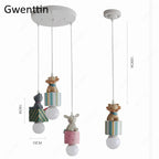 Kids Animal Pendant Lamp: Rabbit Lion Cat LED Ceiling Light Fixture