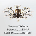 Industrial Crystal Chandelier: Vintage Farmhouse Ceiling Light for Living Room, Dining Room