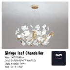 Gold Branches Chandelier with Porcelain Leaves Pendant Light - Luxury Living room Decor