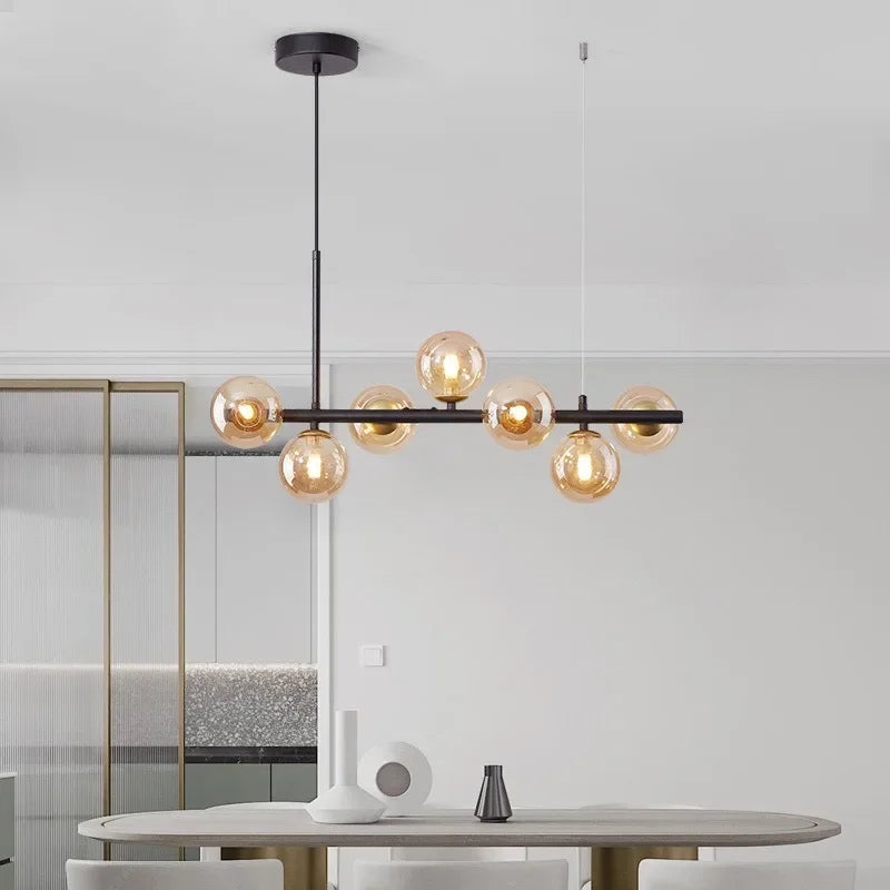 Modern Black LED Pendant Chandeliers for Living Dining Kitchen Lighting