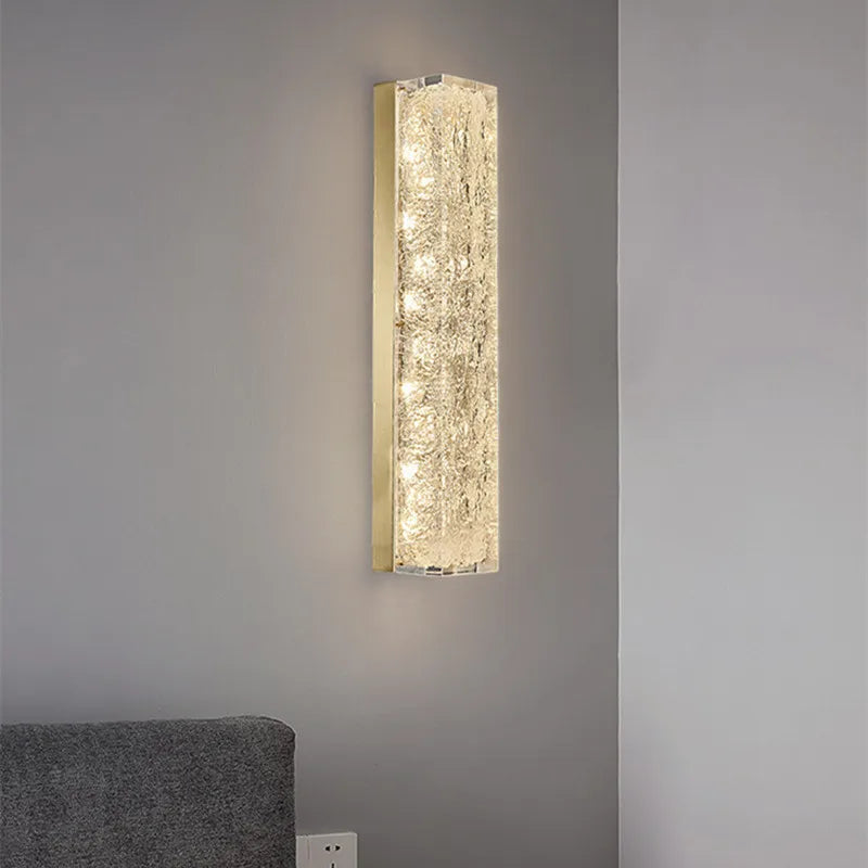 Copper Crystal LED Wall Lamp for Living Room, Postmodern Bedside Light