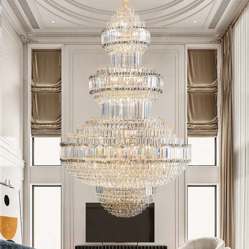 Crystal Villa Chandelier: Luxe European Duplex Hall Lighting - Elegant Living Room Decor