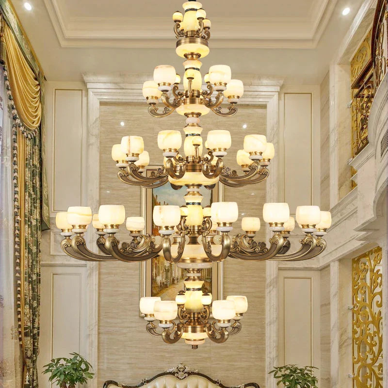 Luxury Copper Marble Chandelier: Brighten Your Home with Elegant Chinese Wind Style