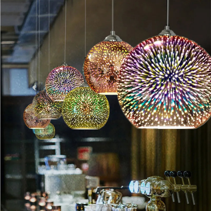 Colorful Glass Ball LED Pendant Light for Bar Dining Kitchen.