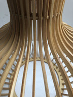 Black White Wood Cage Pendant Light for Living Room