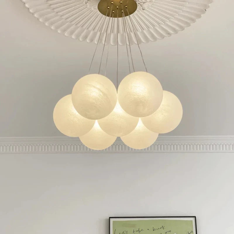 White Glass Ball Chandelier Ceiling Modern Bean Lantern Hanging Light