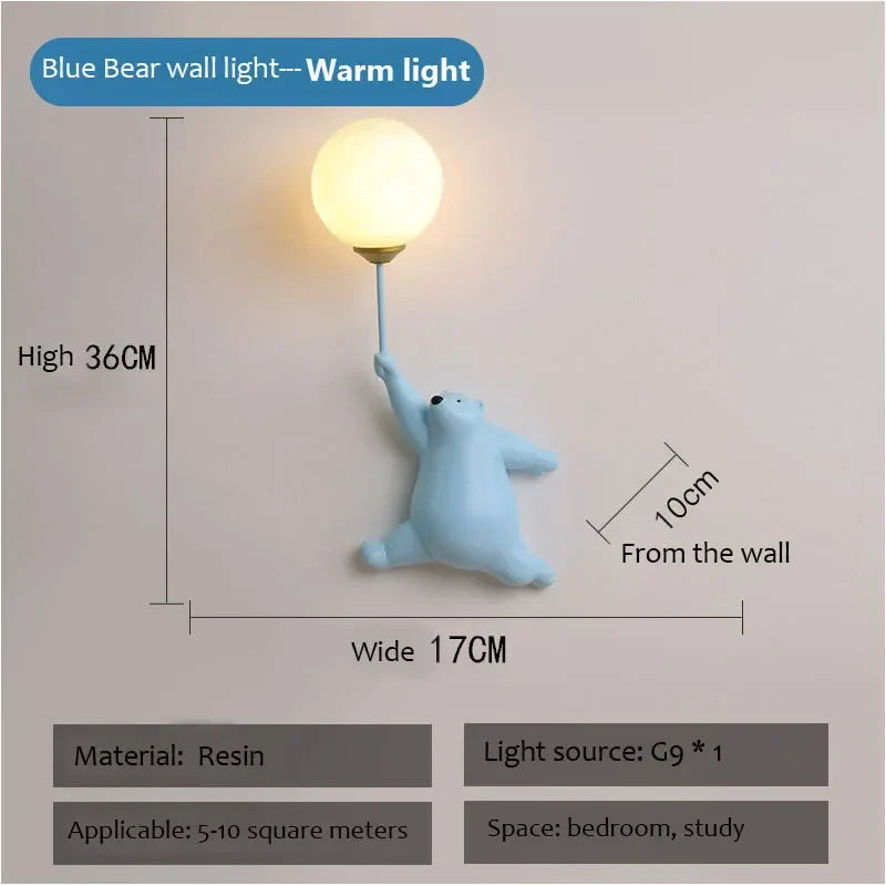 Polar Bear LED Sconce: Creative Wall Lighting for Family Theme Hotel Kid Children Bedroom