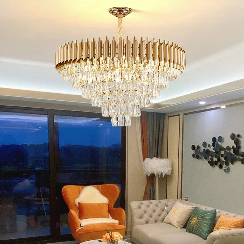 Crystal LED Pendant Chandelier: Modern Luxury Living Room Dining Lighting Fixture