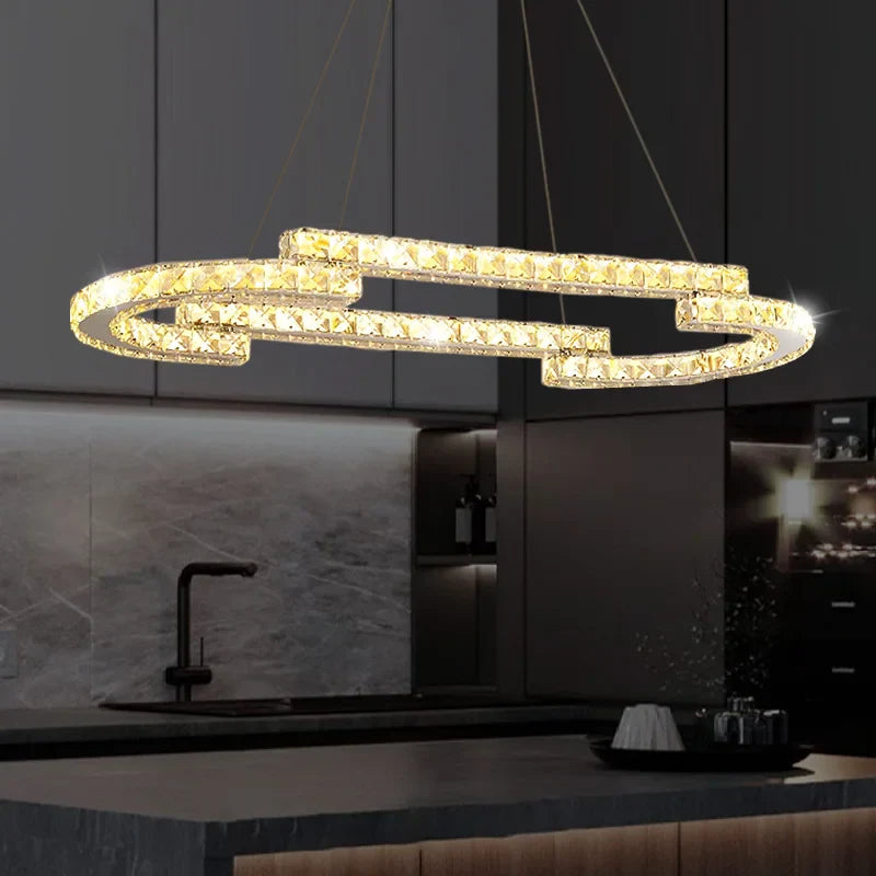 Circular Crystal Pendant Light Chandelier for Living Room