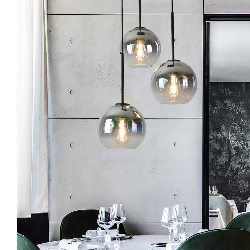 Gradient Glass Chandelier: Modern Nordic Living Room Lighting for Bedroom or Restaurant
