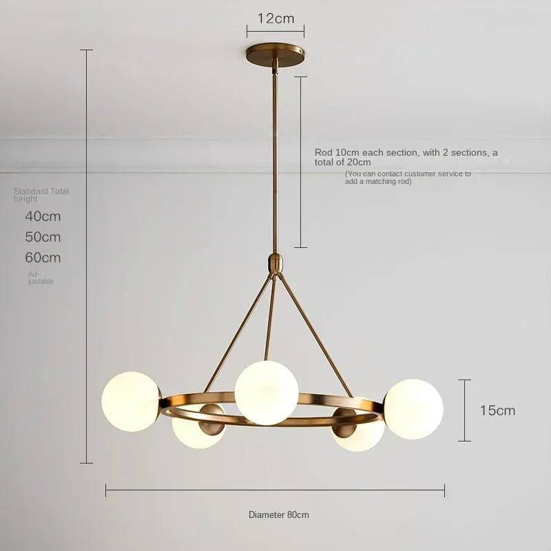 Glass Ball Chandelier LED Hanging Lamp Modern Nordic Style Pendant Light