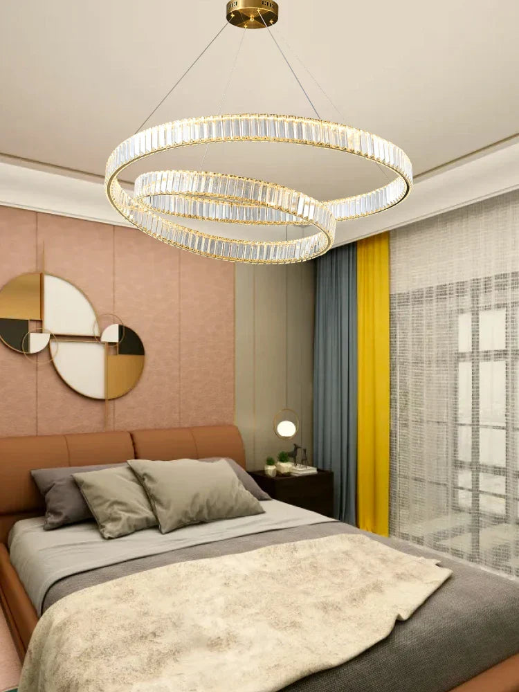 Crystal LED Pendant Light Chandelier for Bedroom Living Room - Adjustable Ceiling Lamp