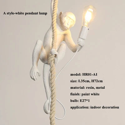 Monkey Resin LED Pendant Chandelier for Nordic Home Decor & Bedroom Lighting
