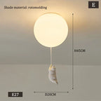 Nordic White Bear Kid Ceiling Lamp: Children's Room Decoration LED Pendant Light.