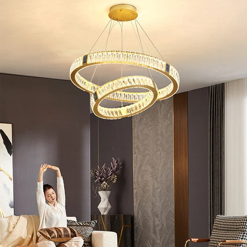 Crystal LED Chandelier for Kitchen Dining Room Duplex Villa Lighting Fixtures
