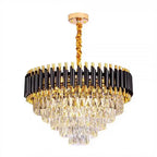 Modern Metal LED Chandelier with K9 Crystal - Luxury Dining Room Pendant Light