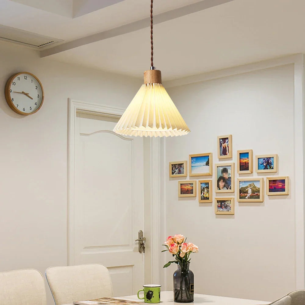 Pleated Pendant Lights: Nordic E27 Base Chandelier for Dining Room, Kitchen Island Lighting