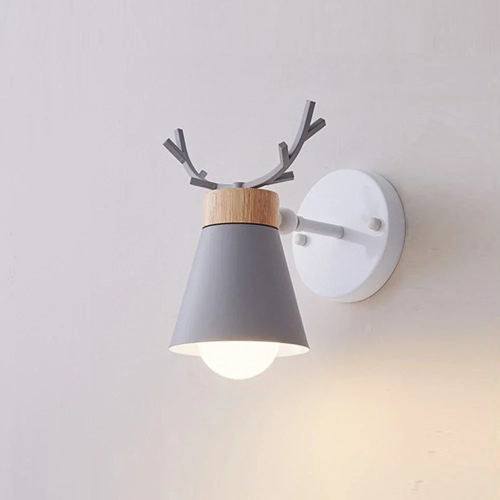 LED Antlers Wall Lamp Wooden Nordic Vintage Modern Loft Bedroom Lighting E27