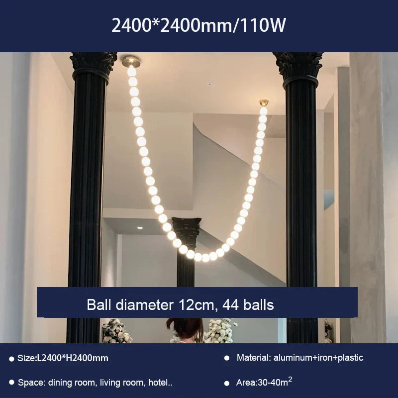 Pearl Necklace Chandelier: Modern Luxury Pendant Light for Living Room, Staircase, Foyer