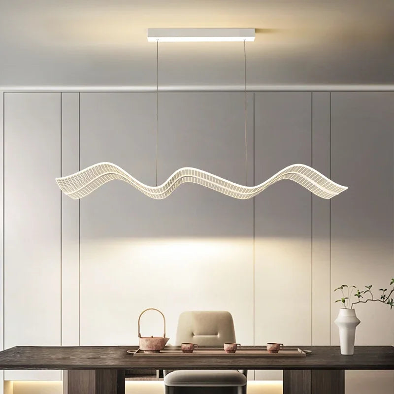 LED Wave Pendant Light for Living Room Kitchen Decor - Indoor Hanging Lights