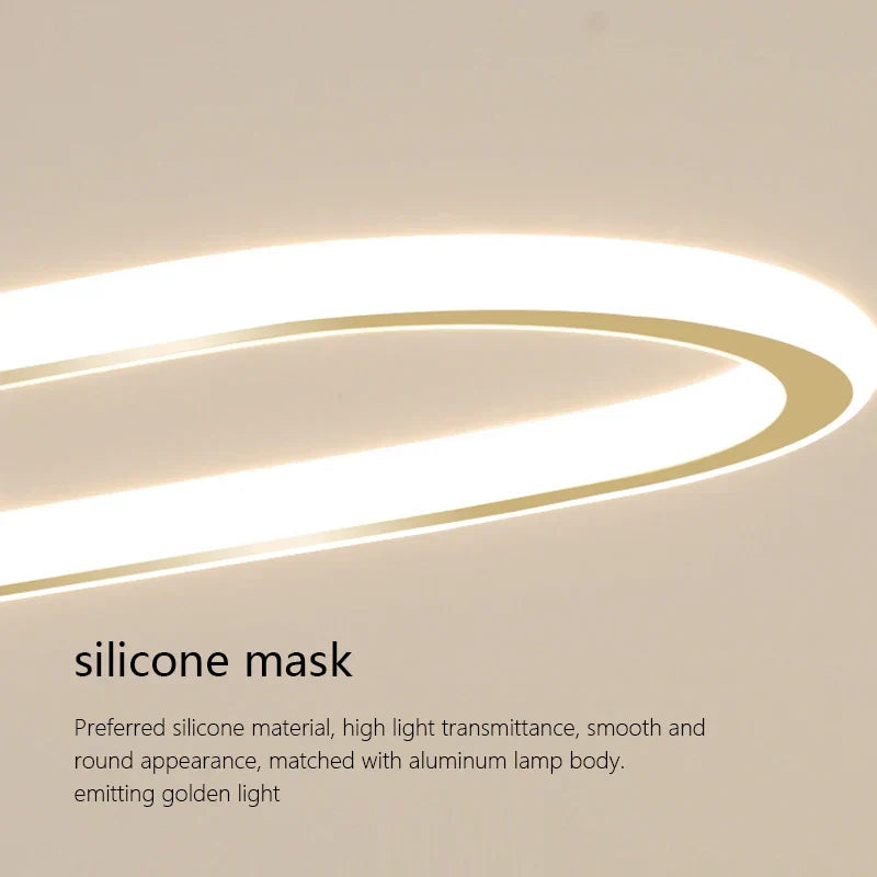 Gold Oval LED Chandelier Dimmable Dining Room Pendant Light Fixture