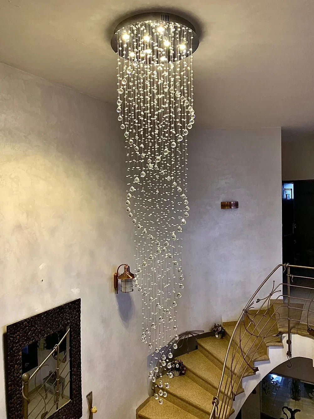 Crystal Chandelier for Staircase Luxury Hotel Bedroom Hanging Light
