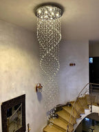 Crystal Chandelier for Staircase Luxury Hotel Bedroom Hanging Light