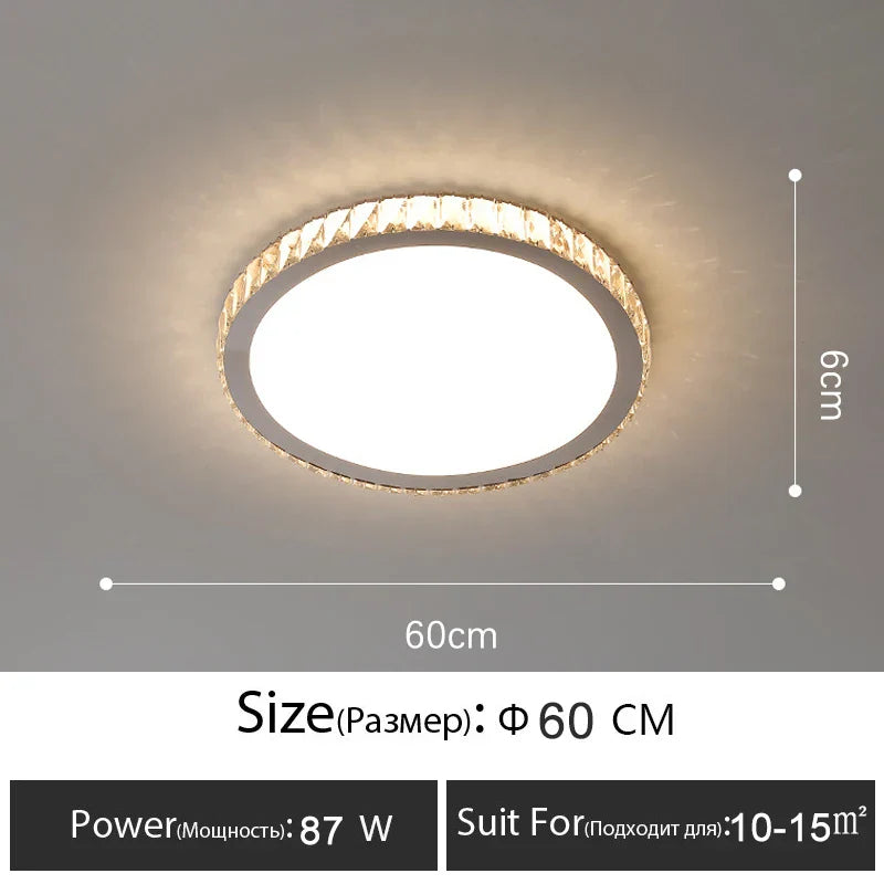 Crystal LED Ceiling Lamp: Luxury Golden Glossy Lighting Fixture for Living Room