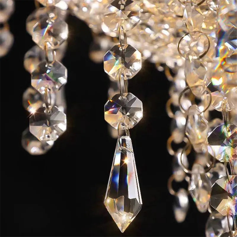 Round Crystal Chandelier: Luxury LED Tassel Lamp for Elegant Living Room & Restaurant Decor