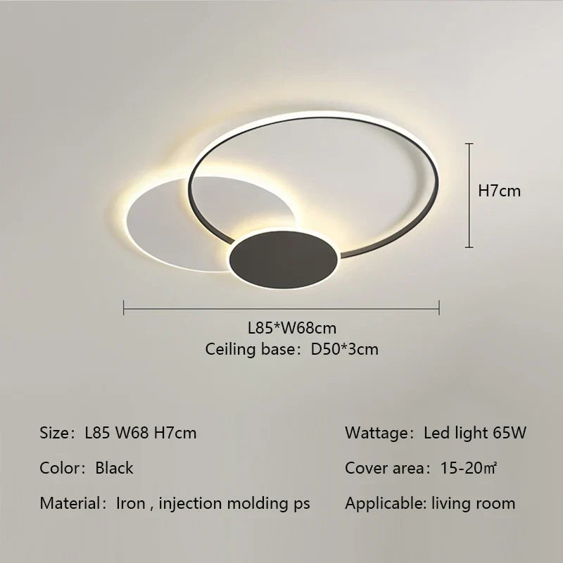 Circles LED Ceiling Lights Modern Minimalism Dimmable Bedroom Lamp Fixtures
