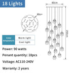 Gold Crystal Staircase Chandelier: Luxury Indoor Lighting for Dining Room & Hallway