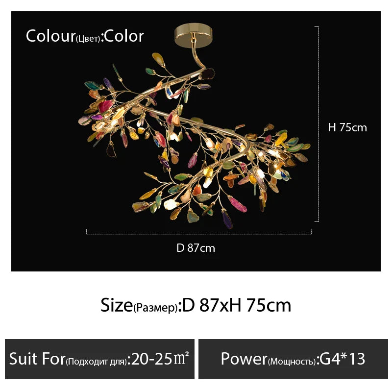 Agate Branch Chandelier - Nordic Glass LED Globe for Bedroom, Kitchen, Dining Room