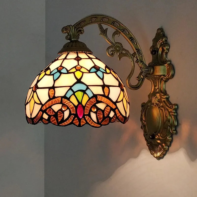 Tiffany Glass Wall Lamp Colorful Art Light for Living Room Bedroom Aesthetic Decor