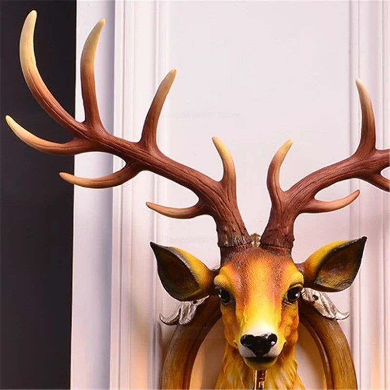 Modern Deer Head LED Wall Sconce Light for Luxury Living Room Decor