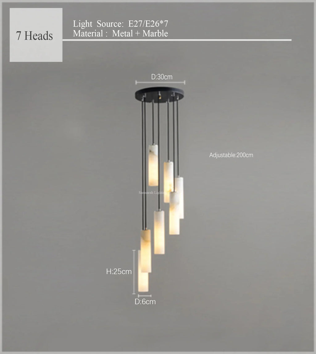 Nordic Marble Pendant Light | Adjustable Wire Loft Lamp