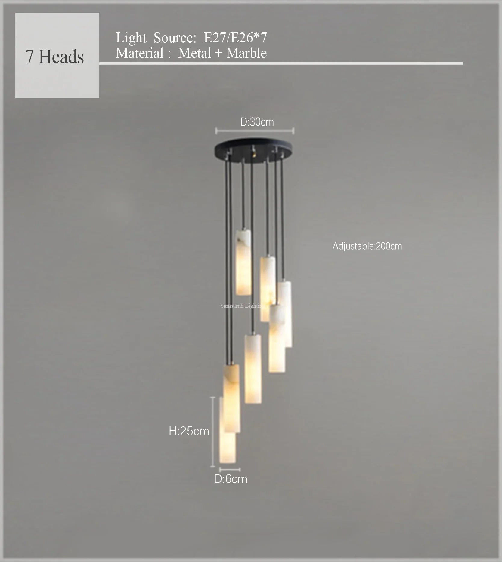 Nordic Marble Pendant Light | Adjustable Wire Loft Lamp