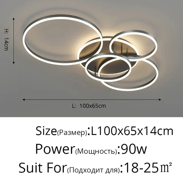 Aluminum Circle LED Chandelier Ceiling Light for Bedroom Living Room Kitchen
