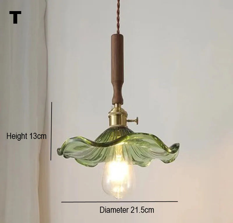 Nordic Wooden Glass Pendant Chandelier for Bedroom Living Dining Room