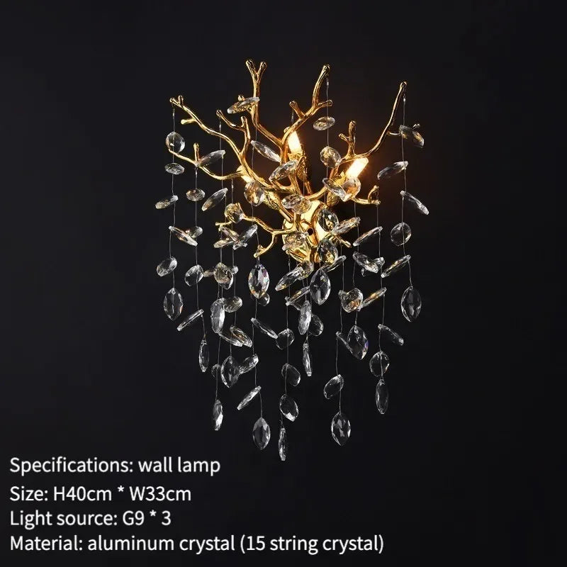 Crystal Pendant Chandelier Luxury LED Lighting Branch Design for Living and Dining Rooms