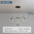 Wave Ring LED Pendant Chandelier for Living Room Bedroom, Modern Circle Lamp Fixture