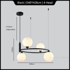 White Glass Ball Chandelier Modern Nordic Ceiling Lamp LED Minimalist Pendant Light