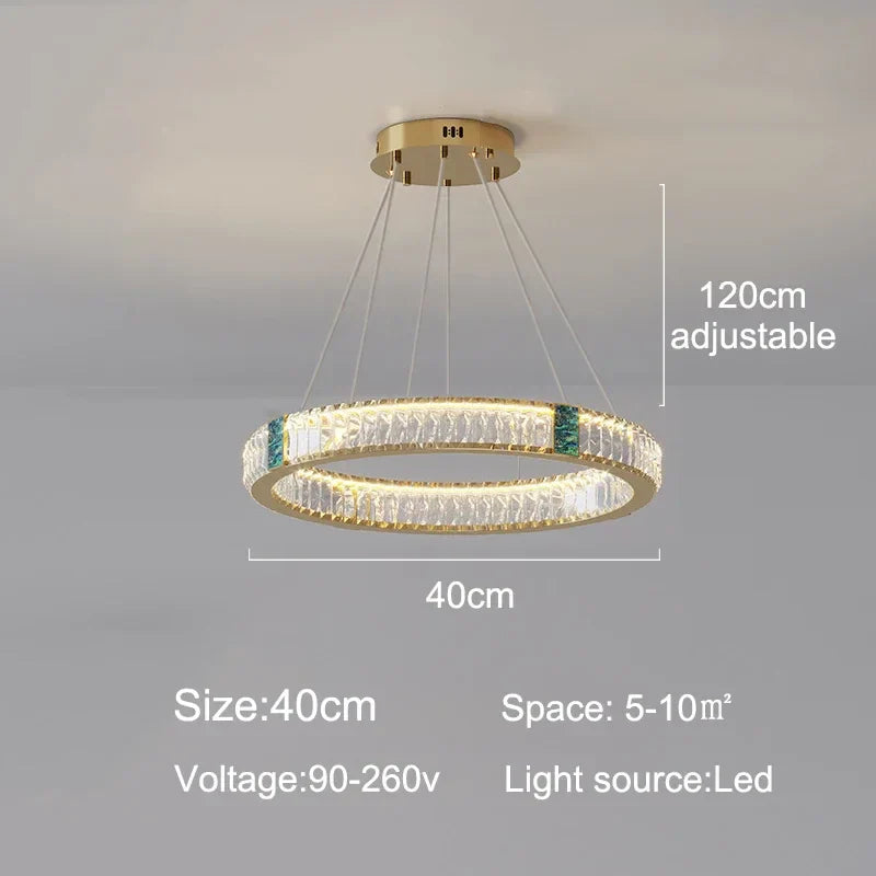 Luxury Golden Crystal Round Ceiling Chandelier with Remote Control LED Light