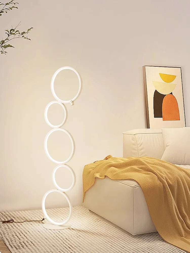 Modern Five-Ring LED Floor Lamp for Living Room and Bedroom