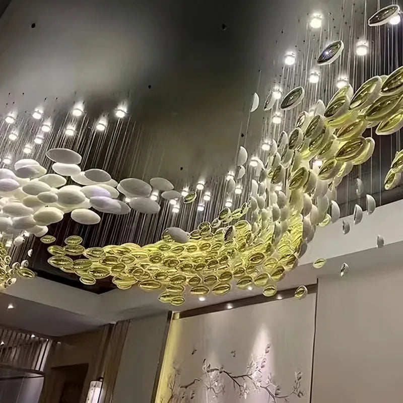 Modern Glass Chandelier for Hotels, Villas & Spiral Staircases