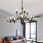 Crystal Chandelier: Modern LED Pendant Lamp for Living, Dining, Bedroom, Kitchen. Vintage American Style.