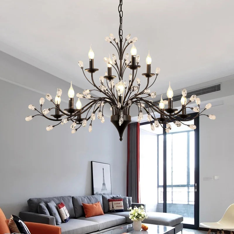 Crystal Chandelier: Modern LED Pendant Lamp for Living, Dining, Bedroom, Kitchen. Vintage American Style.