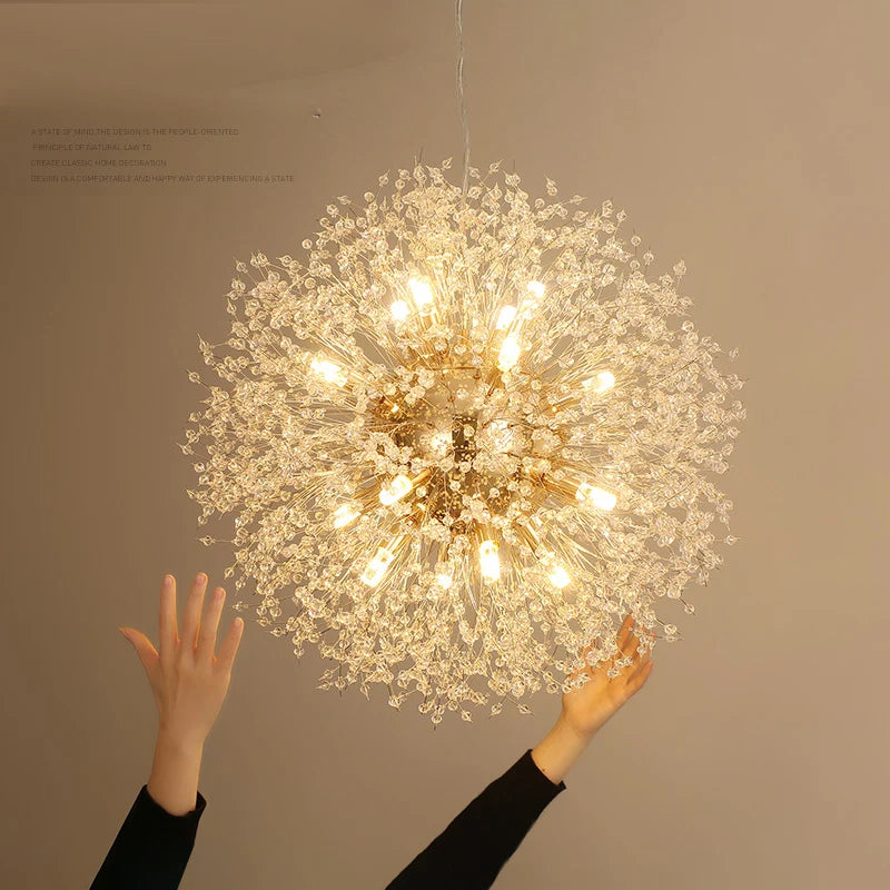 Dandelion Chandelier LED Sparkle Ball Crystal Lighting for Restaurant & Living Room
