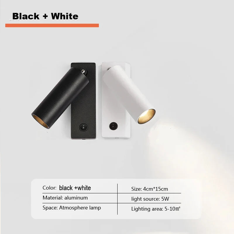 LED Wall Light: Modern Rotation Headboard Reading Lights for Bedroom, Living Room