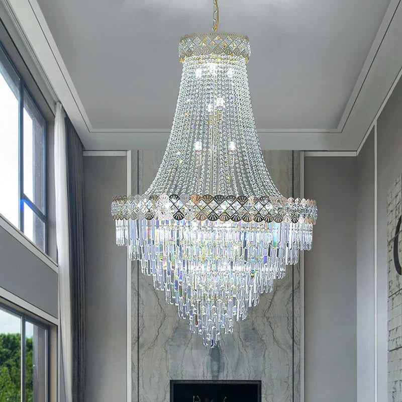 Crystal Chandelier Villa Living Room Modern Light Luxury Hotel Lobby Elegant Staircase