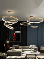 Crystal LED Chandelier Circle Hanging Lamp - Modern Luxury Dimmable Lighting
